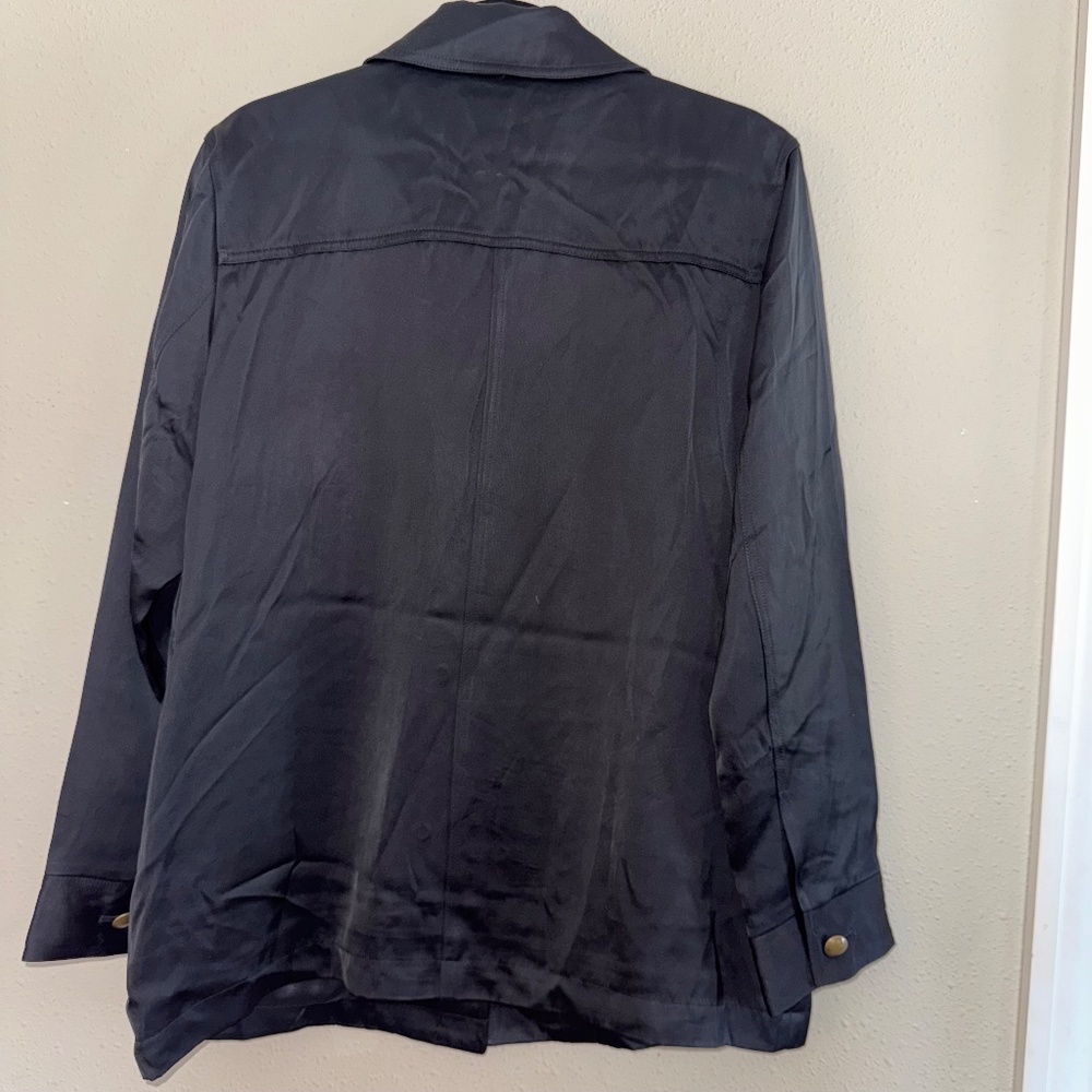 SALE Madewell Double-Faced Satin Safari Double Faced Jacket  black NWT M - Picture 10 of 10